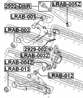 Mounting, control/trailing arm FEBEST LRAB004Z 2