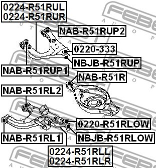 Mounting, control/trailing arm FEBEST NABR51R 2