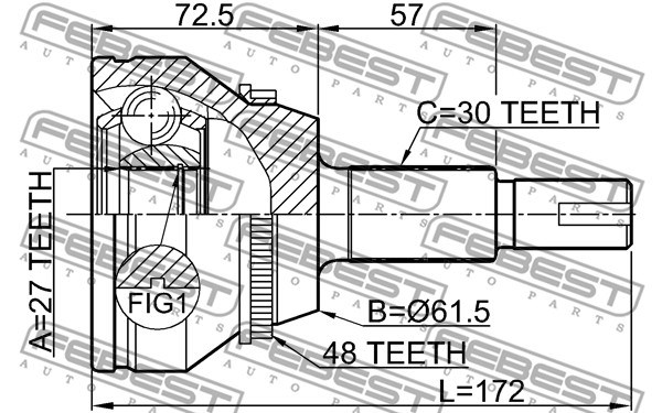 Joint Kit, drive shaft FEBEST 0110GSL20A48 2