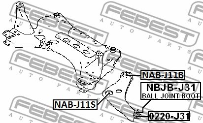 Mounting, control/trailing arm FEBEST NABJ11B 2