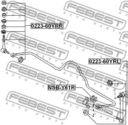 Link/Coupling Rod, stabiliser bar FEBEST 022360YRR 2