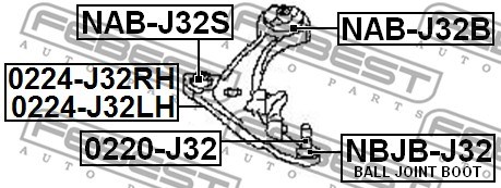 Control Arm/Trailing Arm, wheel suspension FEBEST 0224J32LH 2