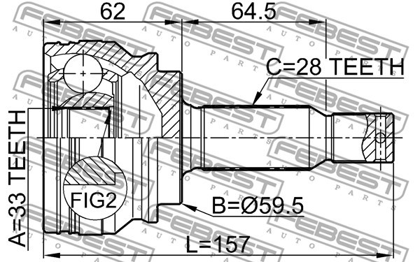Joint Kit, drive shaft FEBEST 0410CY34 2