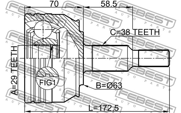 Joint Kit, drive shaft FEBEST 2310T5WD 2
