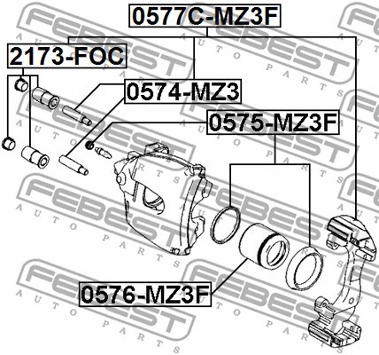 Bellow, brake caliper guide FEBEST 2173FOC 2