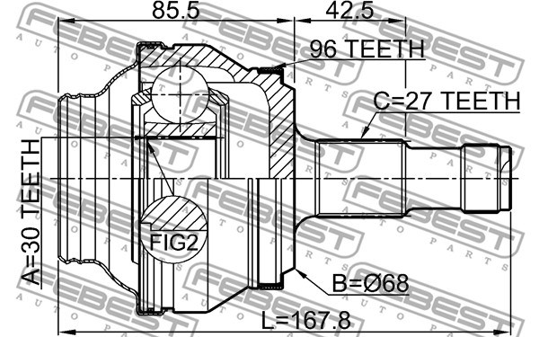 Joint Kit, drive shaft FEBEST 1610204A96R 2