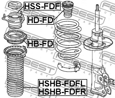 Mounting, shock absorbers FEBEST HSSFDF 2