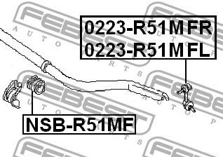 Link/Coupling Rod, stabiliser bar FEBEST 0223R51MFR 2