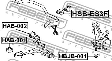 Bushing, stabiliser bar FEBEST HSBES3F 2
