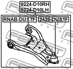 Control Arm/Trailing Arm, wheel suspension FEBEST 0224D10RH 2