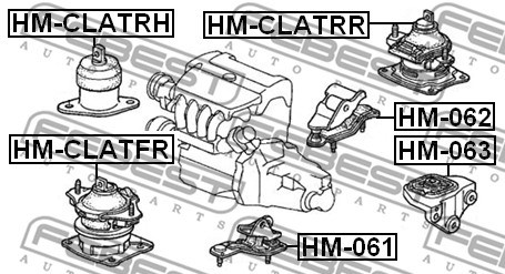 Mounting, engine FEBEST HMCLATRR 2