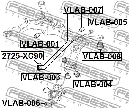 Bushing, axle beam FEBEST VLAB001 2