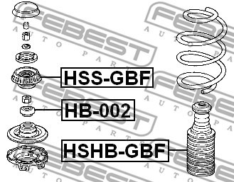 Mounting, shock absorbers FEBEST HSSGBF 2
