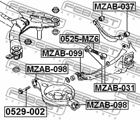 Control/Trailing Arm, wheel suspension FEBEST 0525MZ6 2