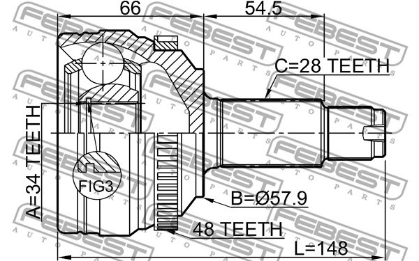 Joint Kit, drive shaft FEBEST 1410NAA48 2
