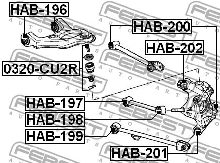 Mounting, control/trailing arm FEBEST HAB200 2