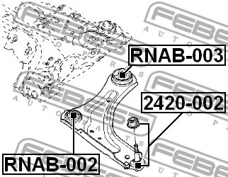 Mounting, control/trailing arm FEBEST RNAB003 2