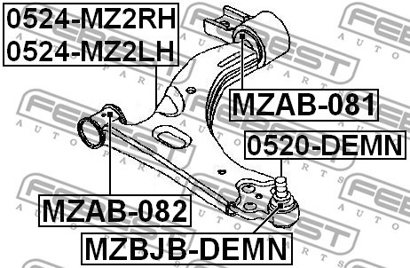 Control Arm/Trailing Arm, wheel suspension FEBEST 0524MZ2RH 2
