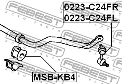 Mounting, stabiliser bar FEBEST MSBKB4 2