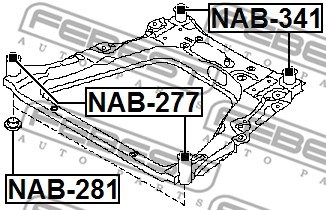 Mounting, axle beam FEBEST NAB341 2