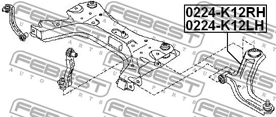 Control Arm/Trailing Arm, wheel suspension FEBEST 0224K12LH 2