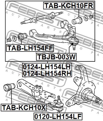 Control/Trailing Arm, wheel suspension FEBEST 0124LH154RH 2