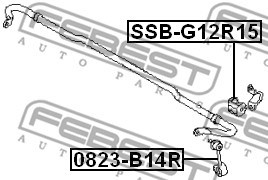 Mounting, stabiliser bar FEBEST SSBG12R15 2