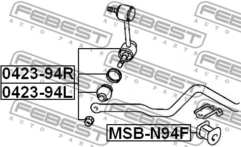 Link/Coupling Rod, stabiliser bar FEBEST 042394R 2