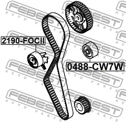 Deflection/Guide Pulley, timing belt FEBEST 0488CW7W 2