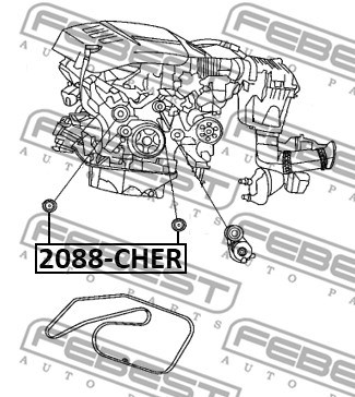 Deflection/Guide Pulley, timing belt FEBEST 2088CHER 2