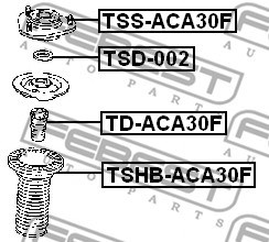 Mounting, shock absorbers FEBEST TSSACA30F 2
