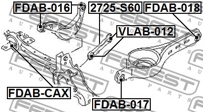 Mounting, control/trailing arm FEBEST FDABCAX 2