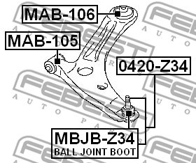 Mounting, control/trailing arm FEBEST MAB105 2