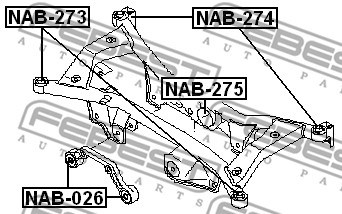 Bushing, axle beam FEBEST NAB273 2