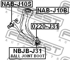 Mounting, control/trailing arm FEBEST NABJ10B 2