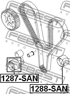 Deflection/Guide Pulley, timing belt FEBEST 1288SAN 2