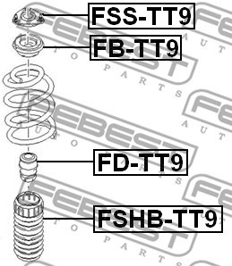 Rolling Bearing, suspension strut support mount FEBEST FBTT9 2
