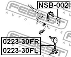 Mounting, stabiliser bar FEBEST NSB002 2