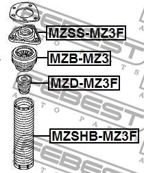 Rolling Bearing, suspension strut support mount FEBEST MZBMZ3 2