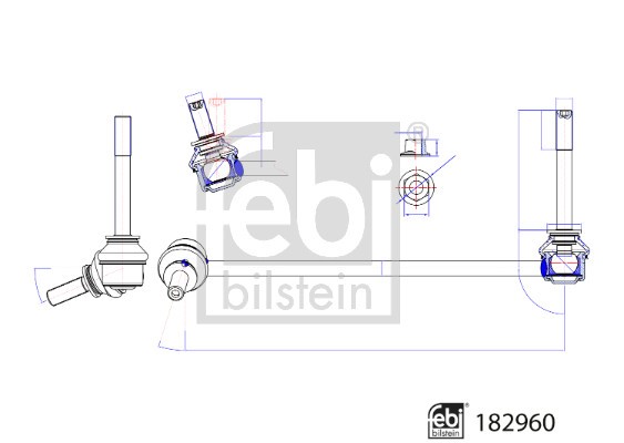 Link/Coupling Rod, stabiliser bar FEBI BILSTEIN 182960