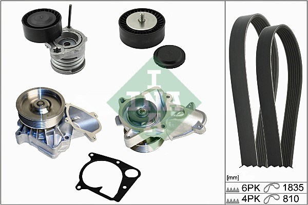 Water Pump + V-Ribbed Belt Kit INA 529011130