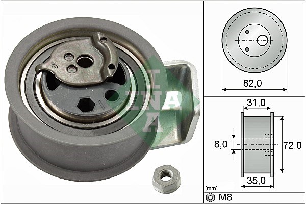 Tensioner Pulley, timing belt INA 531043620