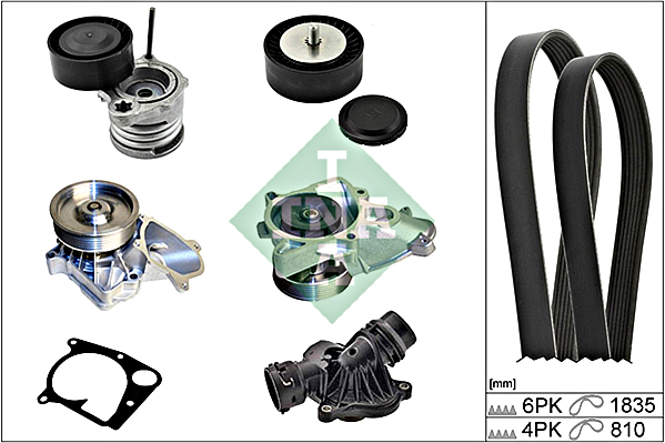 Water Pump + V-Ribbed Belt Kit INA 529011231