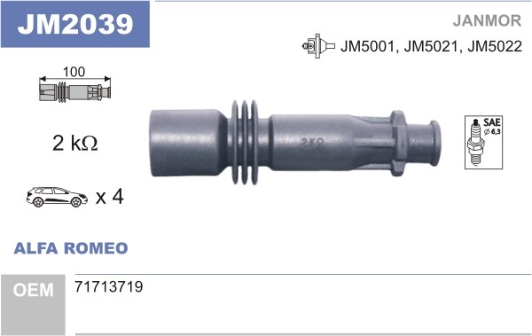 Plug, coil JANMOR JM2039