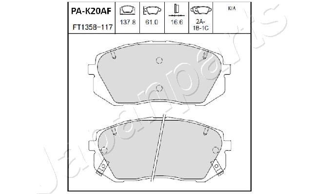 Brake Pad Set, disc brake JAPANPARTS PAK20AF 2