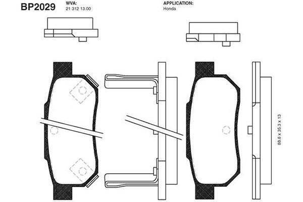 Brake Pad Set, disc brake KAVO PARTS BP-2029