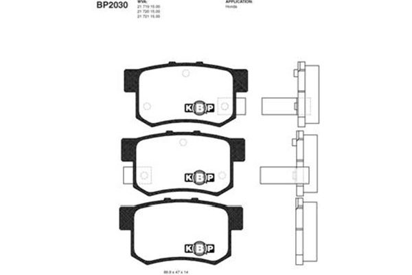 Brake Pad Set, disc brake KAVO PARTS BP-2030