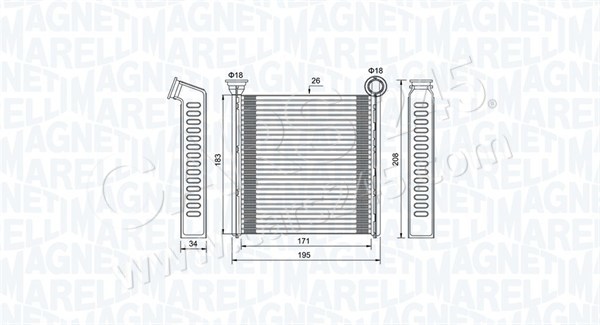 Heat Exchanger, interior heating MAGNETI MARELLI 350218448000