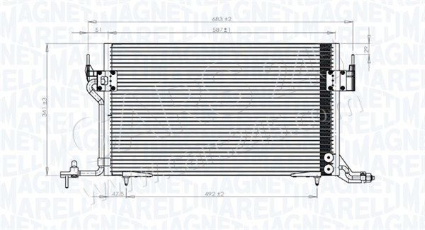 Condenser, air conditioning MAGNETI MARELLI 350203838000 2