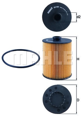 Oil Filter MAHLE OX983D
